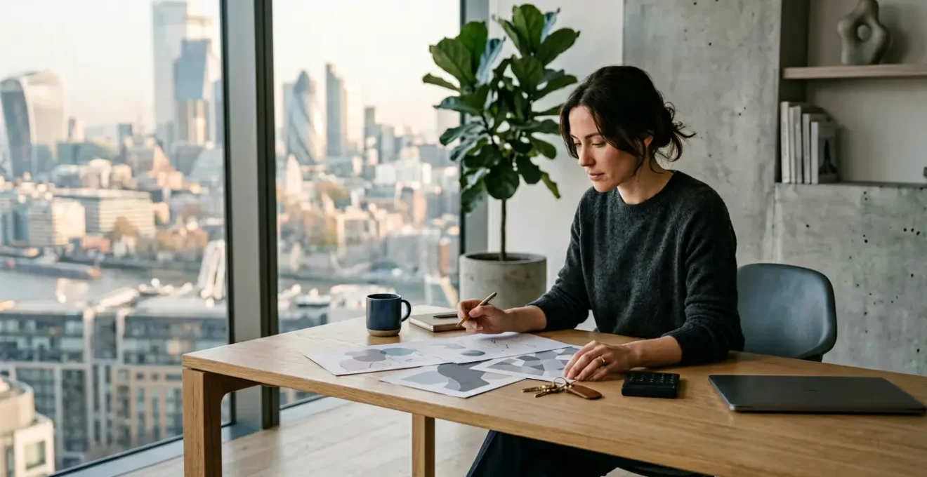 Vue moderne d'un investisseur devant un tableau de bord financier analysant la rentabilité locative