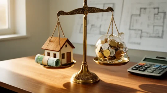 Balance symbolisant le choix entre assurance perte d'emploi et épargne de précaution pour crédit immobilier