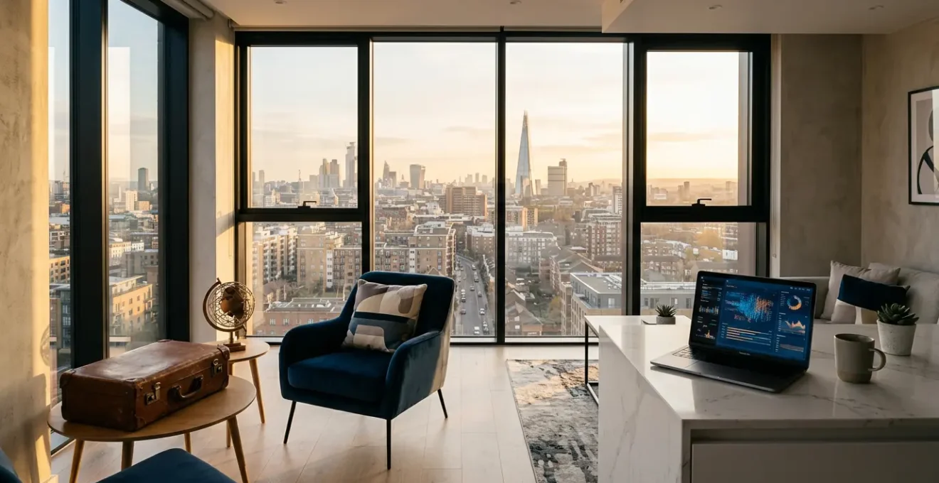 Appartement moderne avec vue urbaine symbolisant la location courte durée face aux nouvelles régulations