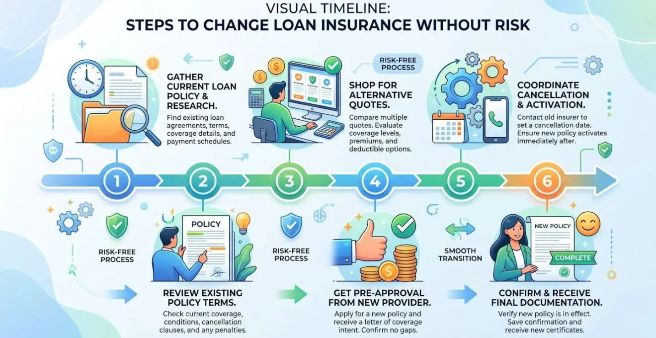 Chronologie visuelle des étapes pour changer d'assurance de prêt sans risque