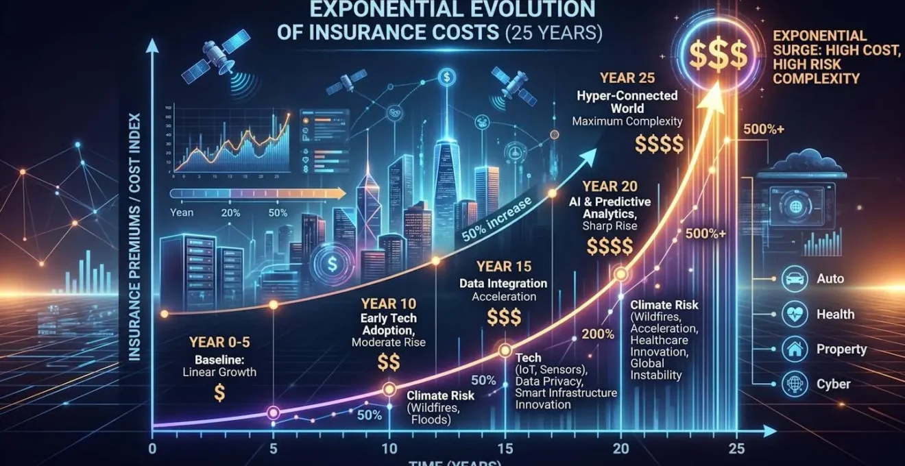 Visualisation de l'évolution exponentielle du coût de l'assurance sur 25 ans