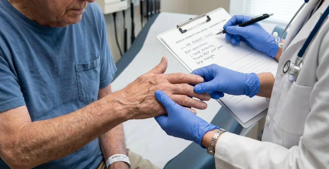 Détail macro d'une évaluation médicale pour invalidité