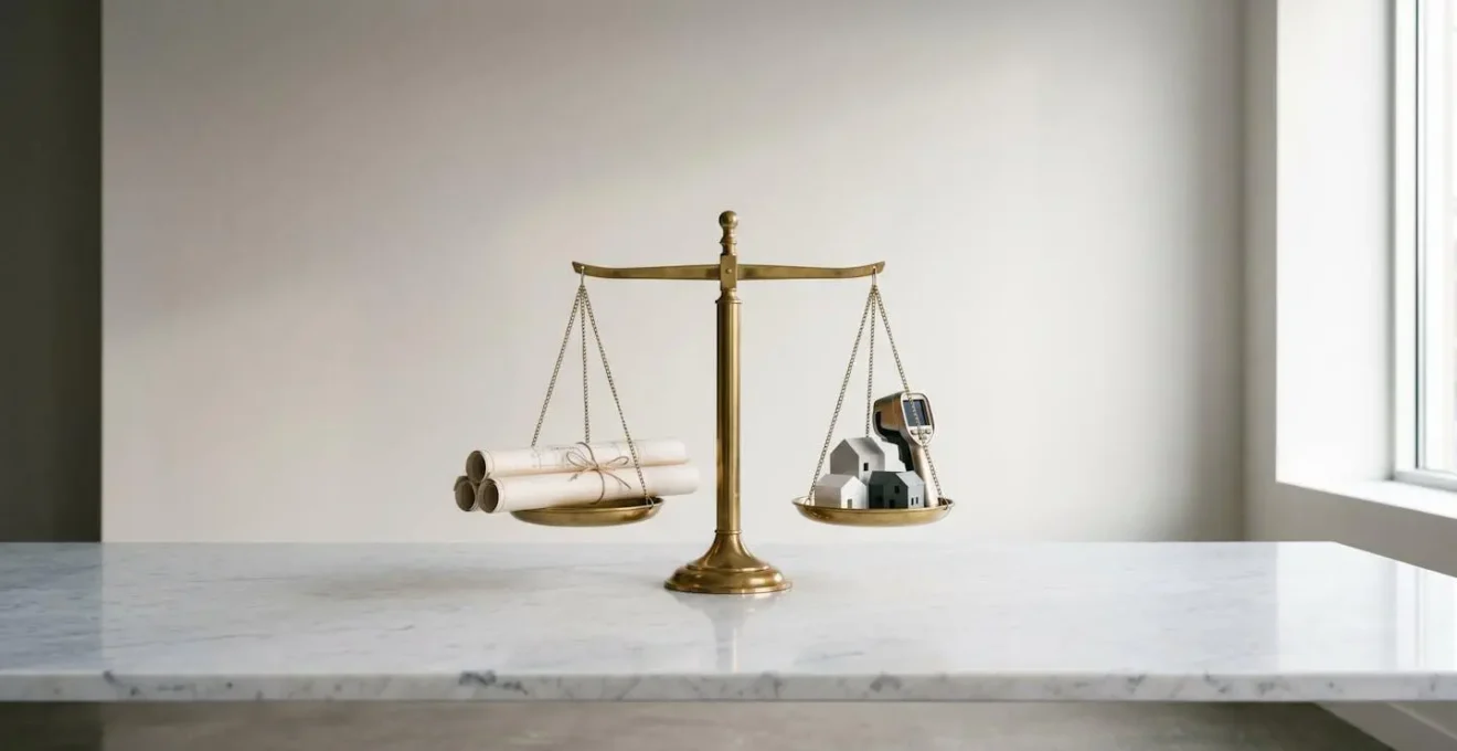 Balance symbolisant la responsabilité juridique dans l'audit énergétique