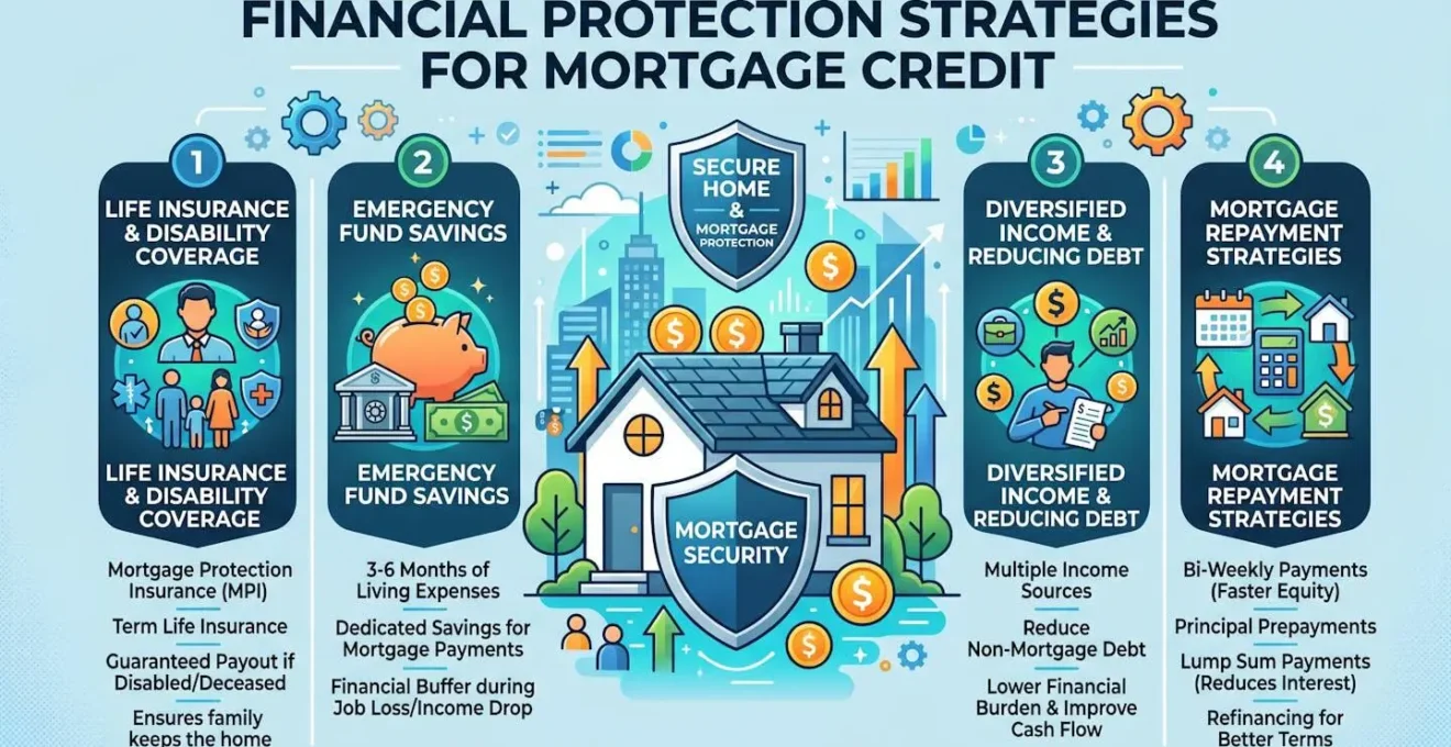Représentation visuelle des stratégies de protection financière pour crédit immobilier