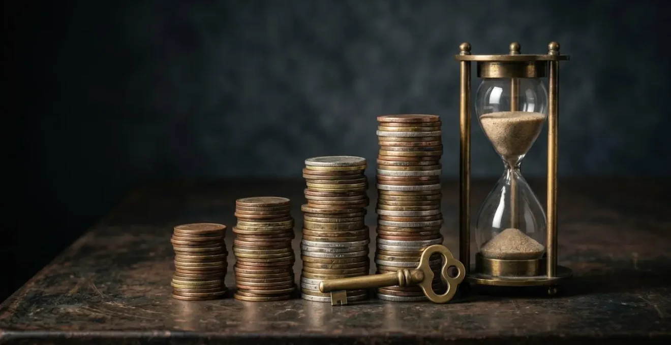 Composition symbolique représentant l'accumulation de trésorerie dans l'investissement immobilier