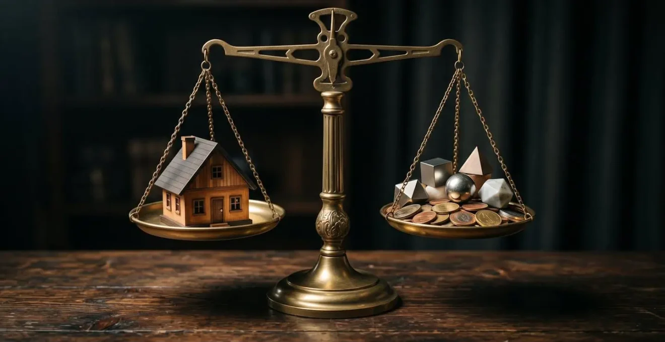 Balance symbolique entre immobilier et investissement boursier